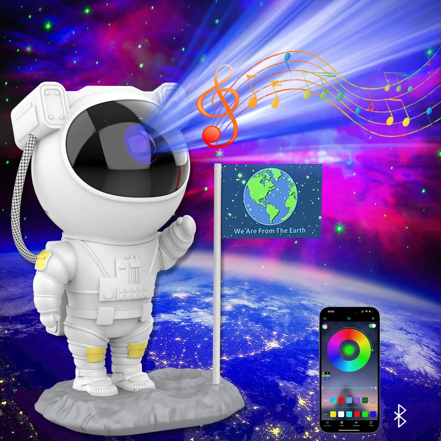 Astronaut Star Projector with Bluetooth Speaker – Nebula Night Light for Bedroom Aesthetic