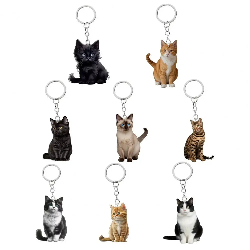 Cat Accessory for Car Keychain Double Acrylic Pet Hanging Decoration Mirror Wind