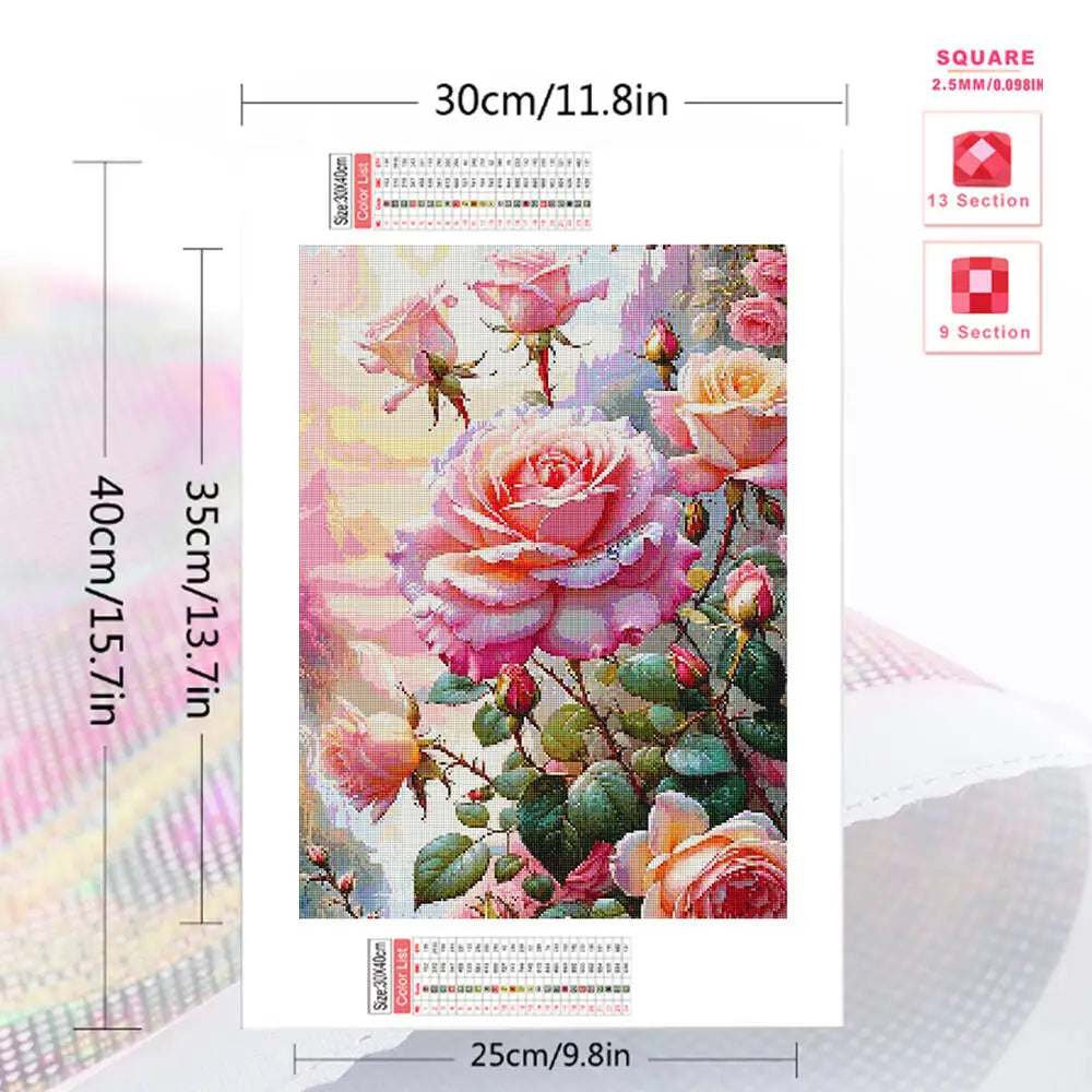 Huacan 2025 New Series Diamond Painting Flower Full Square Round Diamond Mosaic Rose Handmade Gift Giving