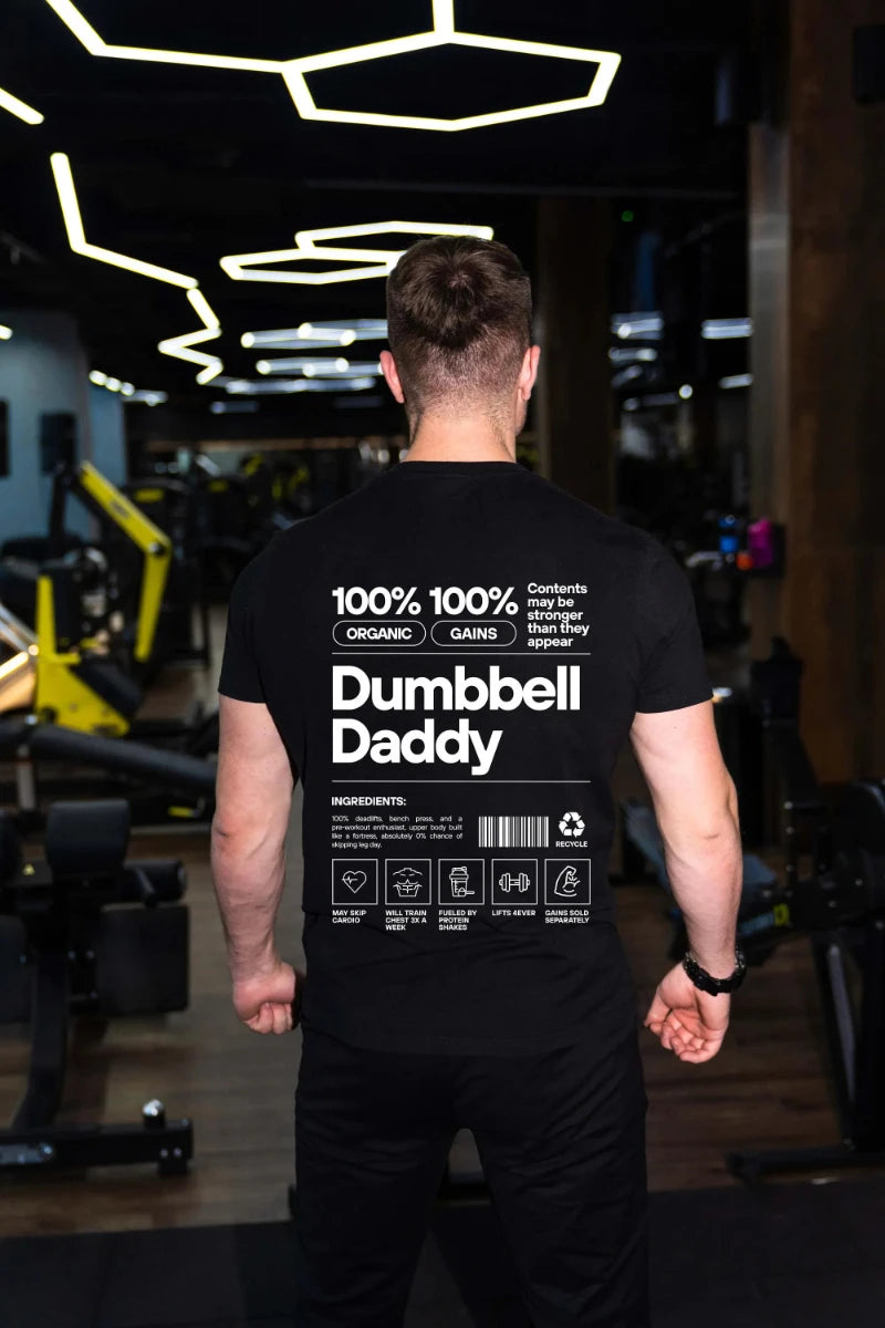 2025 Gym T-Shirt for Men & Women – Cotton Training Top, Dumbbell Fitness Tee, Comfortable & Fashionable Gym Shirt