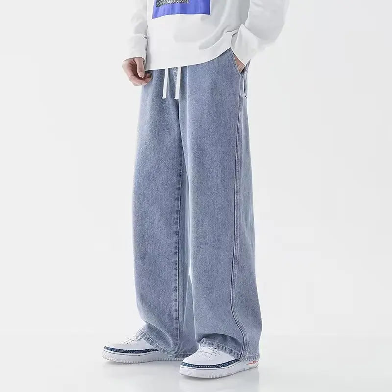 Jeans Men's Spring and Autumn 2025 New Loose High Street Straight Wide-leg Pants Floor-drag Summer Casual Long Pants Men - trendingshoping.com