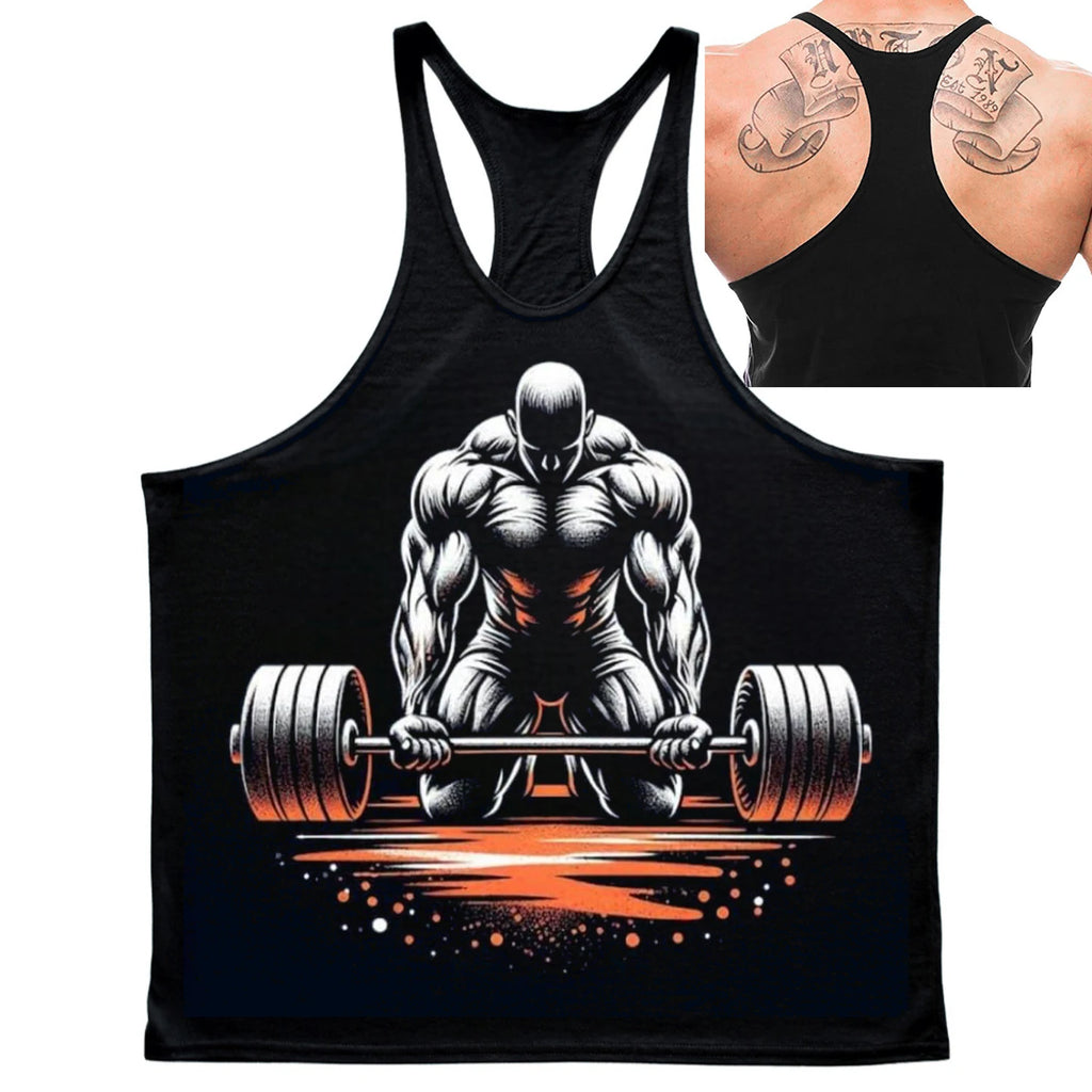 Men’s Gym Training Tank Top - Deep Cut Bodybuilding Stringer & Fitness Singlet