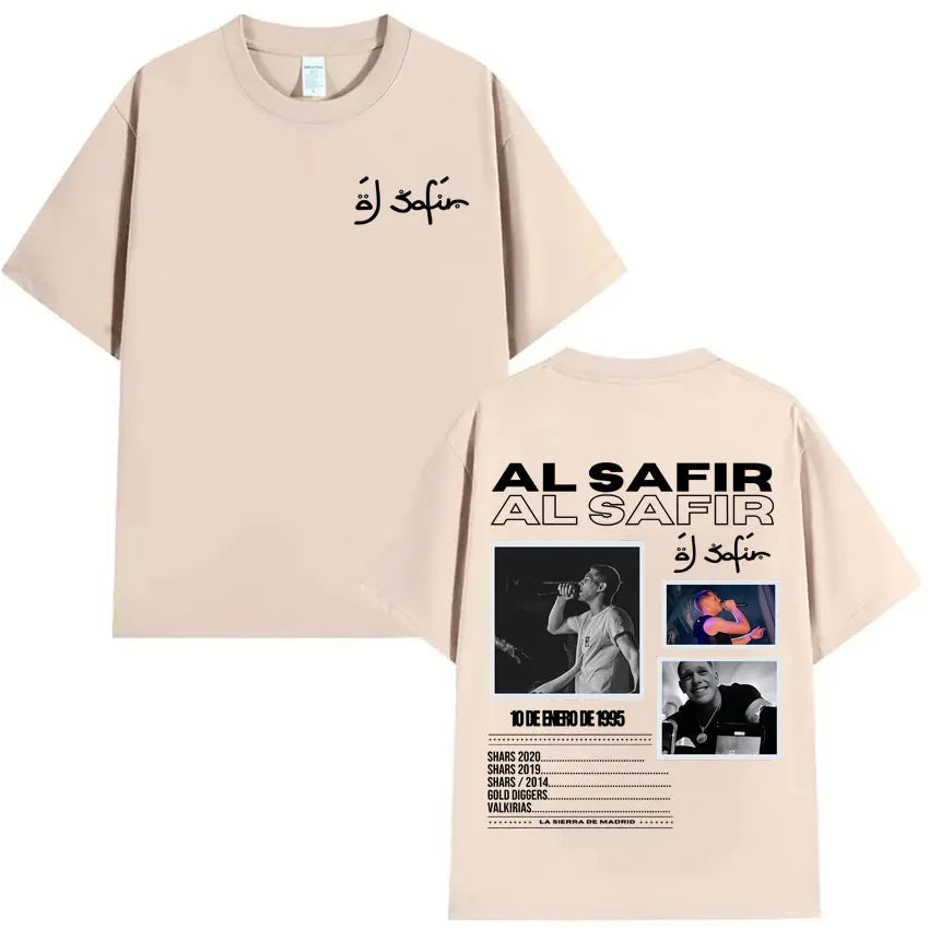 Rapper Al Safir Tour Graphics Hip Hop Tshrit Mens Harajuku Clothing Oversized Tide T-shirts Gothic Casual Y2K T Shirt Streetwear