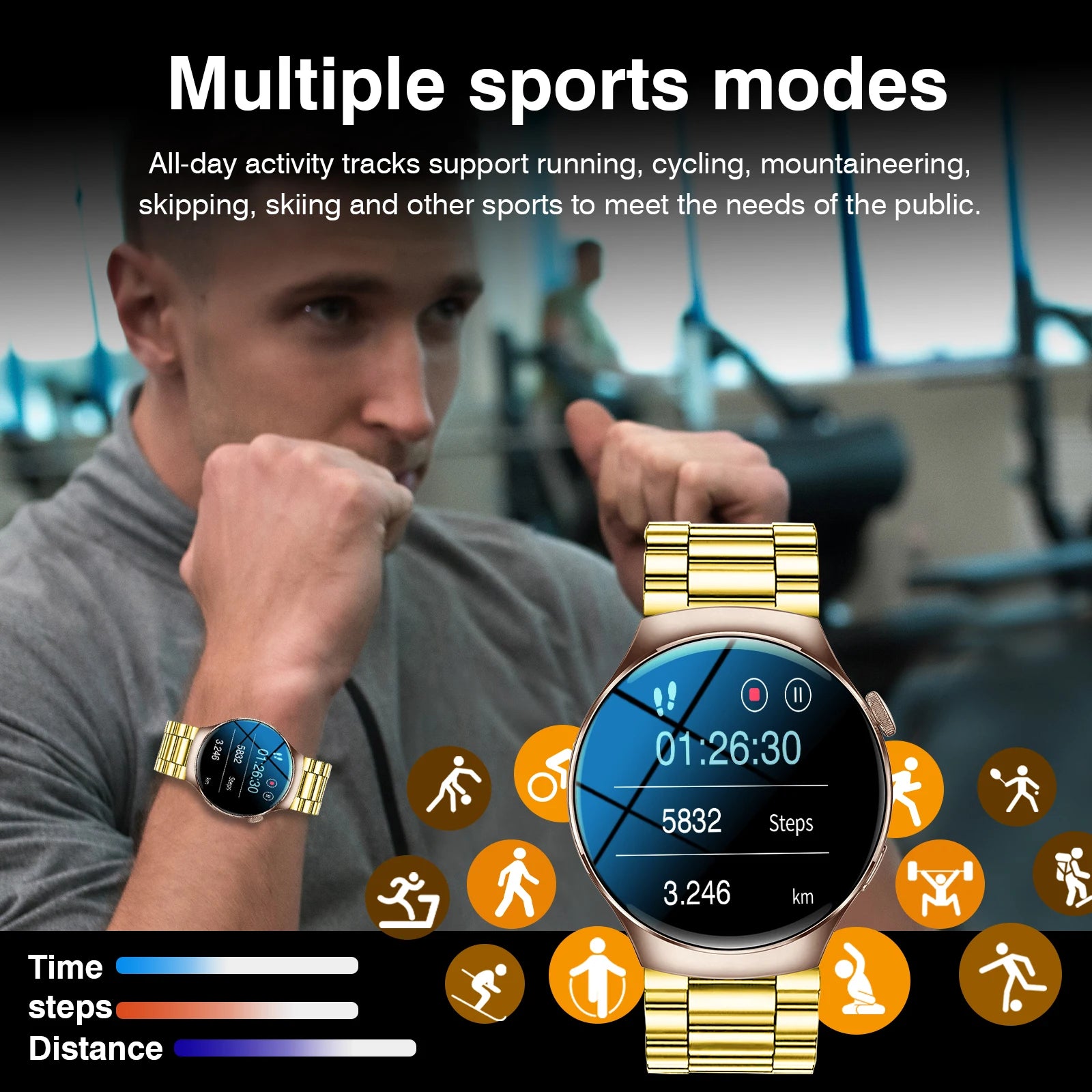 Smart Watch for Men – 1.5'' Screen, Bluetooth Call, Fitness Tracker with Multiple Sports Modes, Life Waterproof Activity Watch