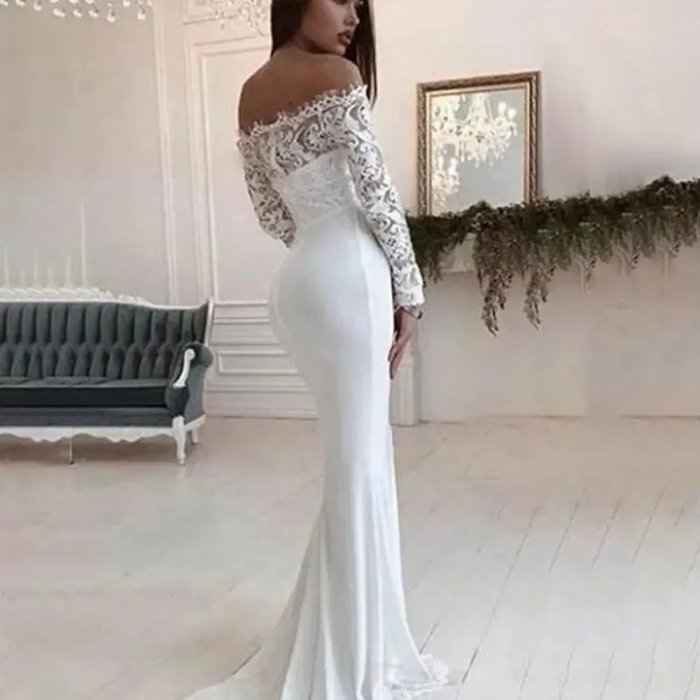 Fashion Women's French Wedding Dress – Sexy Elegant Lace Evening Gown, Long Summer Vestidos