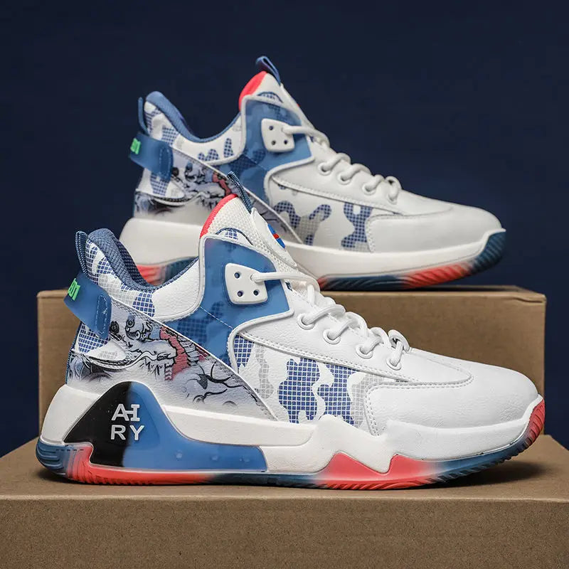 High Top Basketball Shoes for Couples | Air Cushion Athletic Sneakers – Wear Resistant & Breathable