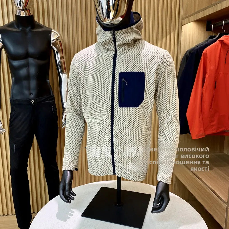 Mens Warm Fleece Hoodie Outdoor Jacket Breathable Skin Friendly Autumn Winter Thermal Sweatshirt