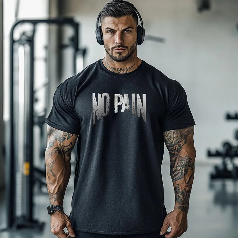 Men’s Oversized Gym T-Shirt Short Sleeve O-Neck Fitness Washed Acid Look Top High Quality 2025 Style