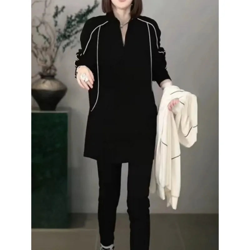 Women's Sweatshirt Autumn Winter New Loose Slim Versatile Mid-length Casual Top