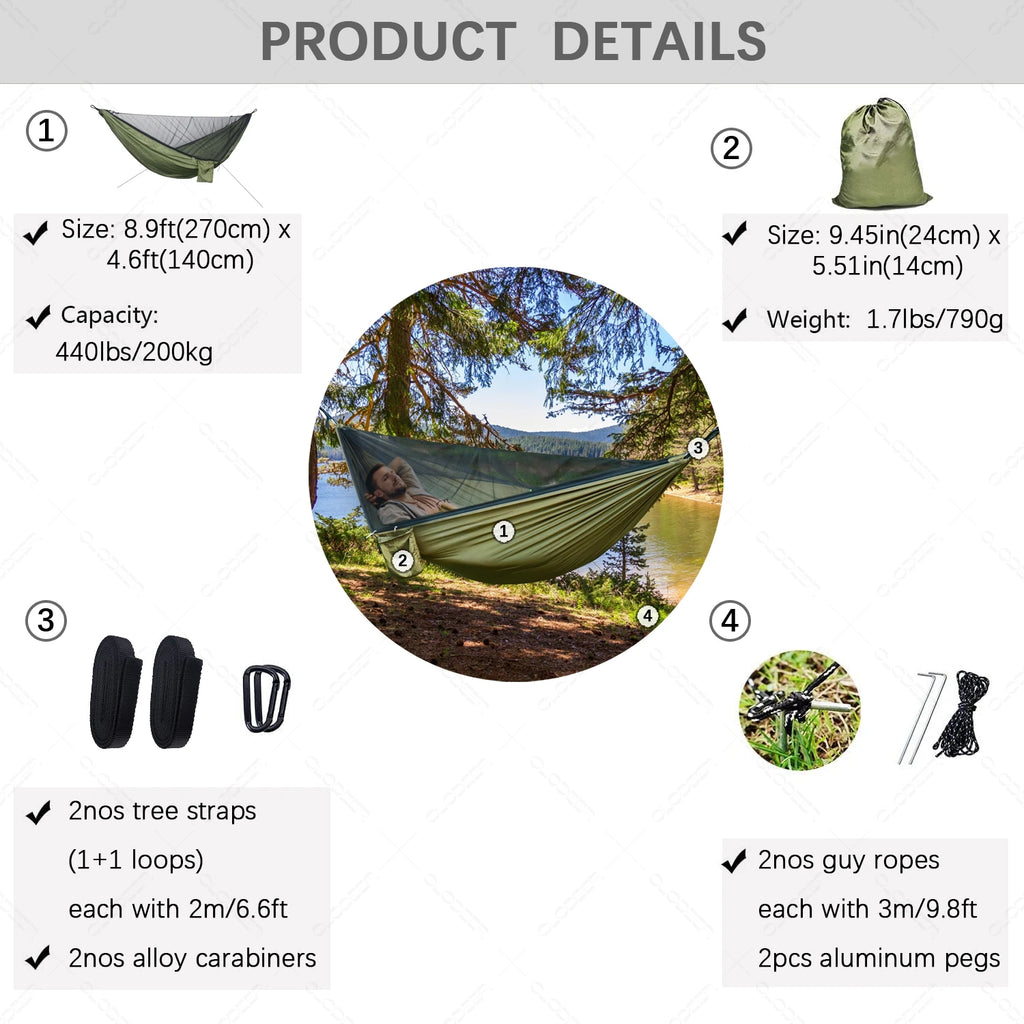 Naturehike Two Person Camping Hammock With Mosquito Net Ultralight Outdoor Hanging Swing For Adults