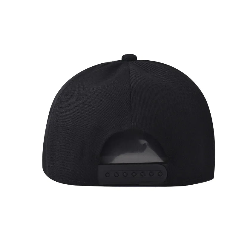Youth Hip Hop Cap - Solid HH Embroidery Flat Brim Fitted Hat for Trendy Style