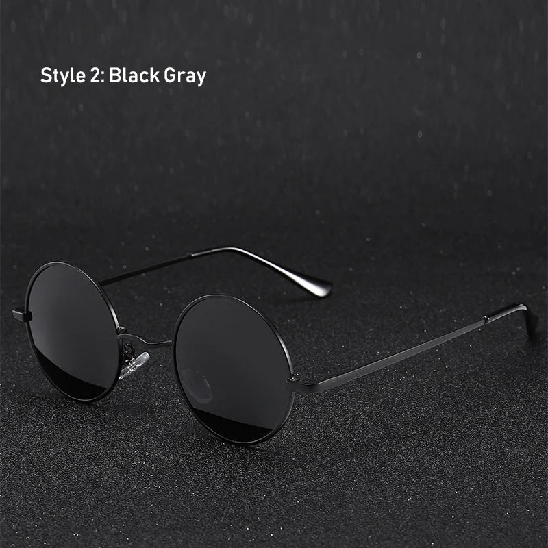 Retro Round Polarized Sunglasses Men Women Alloy Metal Frame UV400