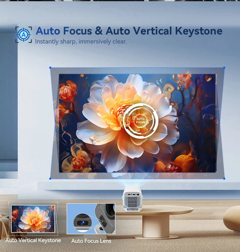 HUAWEISHI 4K Projector Android Native Portable 1080P Auto Focus 600ANSI Video home Cinema Outdoor hd led Projetor - trendingshoping.com