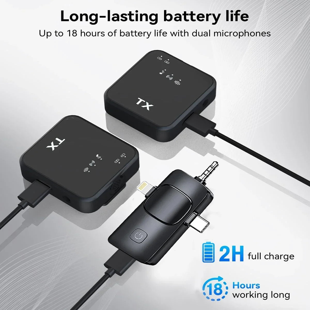 Wireless lavalier microphone for iPhone, camera, Android, reverb video recording, podcast noise reduction clip on microphone