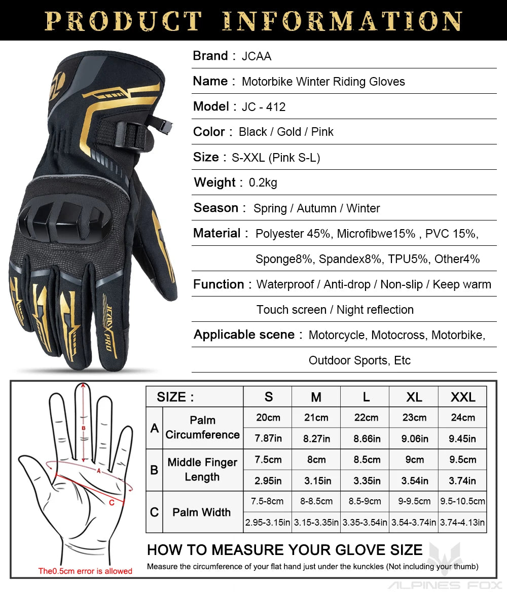 Autumn Winter Motorcycle Gloves Waterproof Keep Warm Guantes Moto Men Motorbike Riding Gloves Touch Screen Moto Motocross Gloves