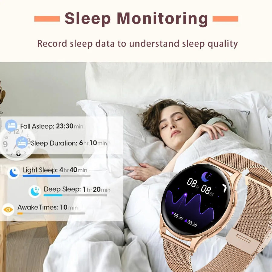 Smart Watch for Women – Always-On Display, IP67 Waterproof, Fitness Tracker with Sleep & Menstrual Cycle Monitoring – Black Gold