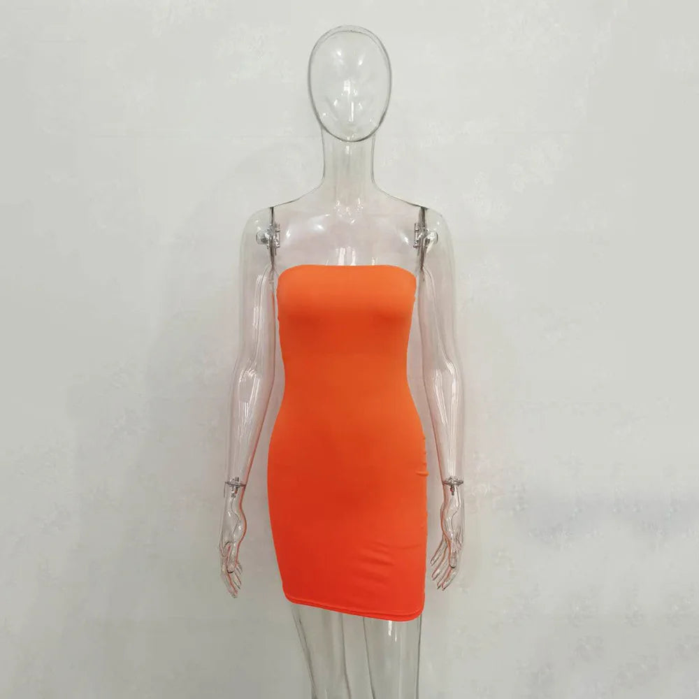 Women Off Shoulder Strapless Bodycon Mini Dress