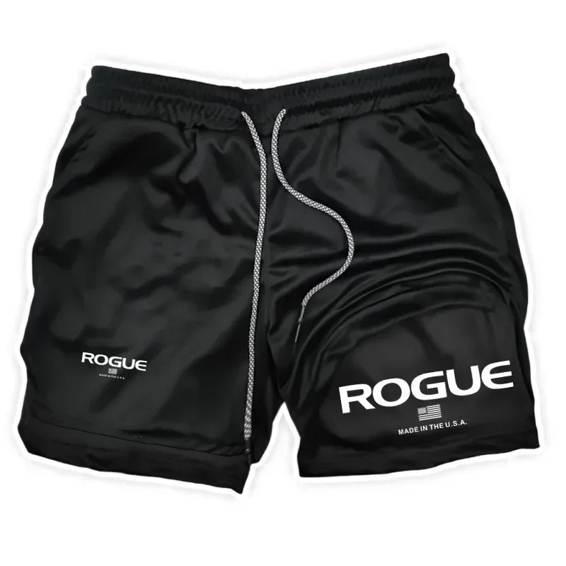 Rogue Gyms Men's 2-in-1 Double Layer Sports Shorts - Built-in Compression Liner for Training