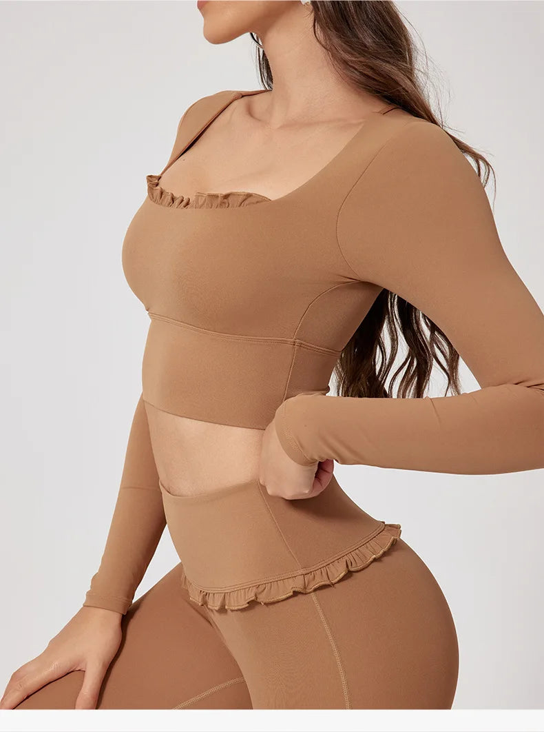 Women's Sportswear Yoga Set 2PCS Gym Clothes Yoga Suits For Women Fitness Set Tracksuits Yoga Long Sleeve Gym Flared Leggings