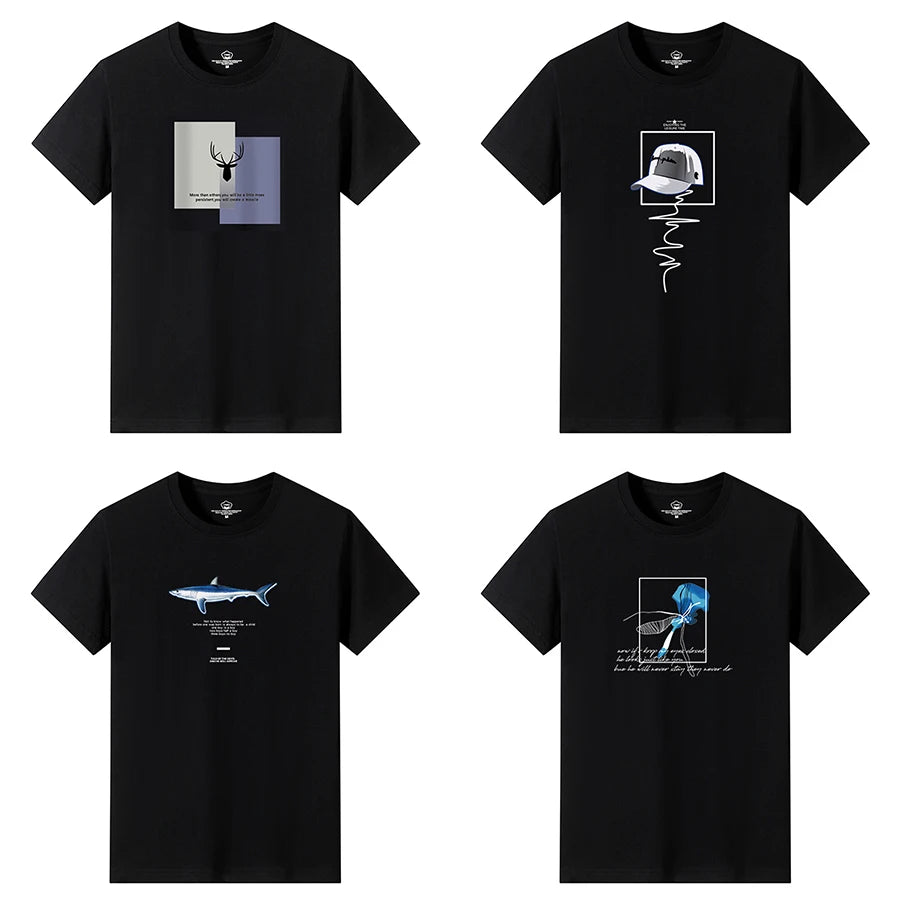 T Shirts Men Short New Fashion 2025 O-Neck Slim Black Sleeve Clothing Casual Style M-6XL