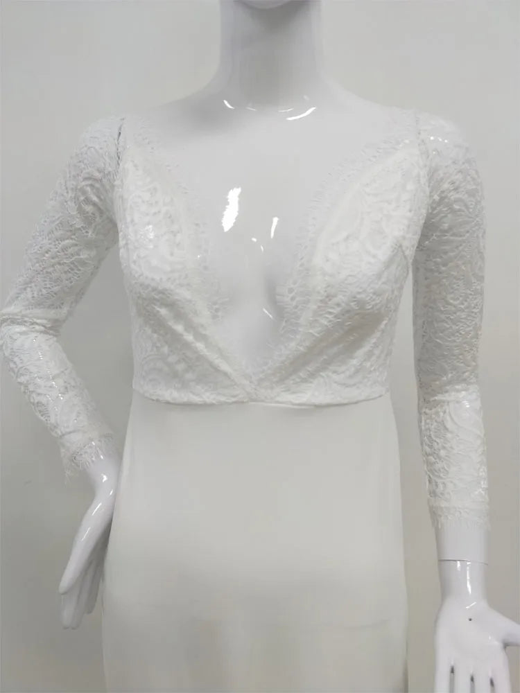 Fashion Women's French Wedding Dress – Sexy Elegant Lace Evening Gown, Long Summer Vestidos