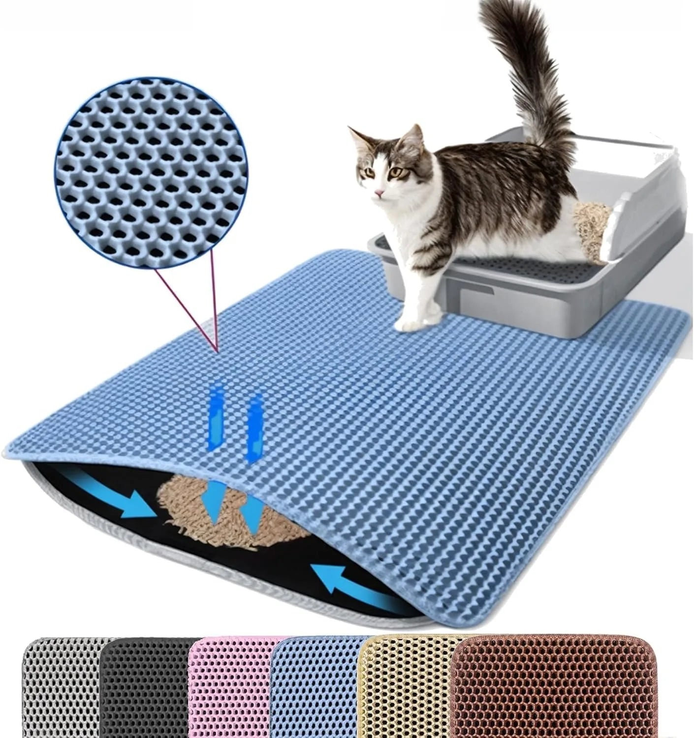 Double Layer Cat Litter Mat Non Slip Waterproof Wear Resistant Pet Mat