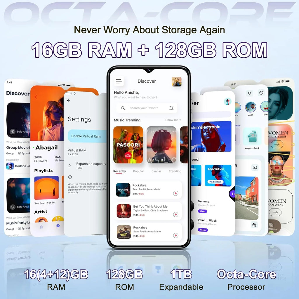 OUKITEL C57 Pro 4G Smartphone 16Go (4 + 12) RAM /128go ROM - 6.52 13MP Android 14 Phone Portable mAh GPS Double SIM - trendingshoping.com