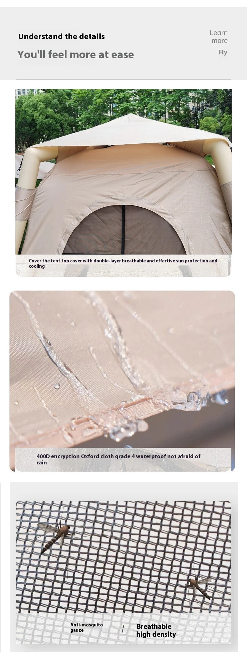 Lohascamping Large Inflatable Camping Air Tent For 4 To 5 People Family Hiking Outdoor Dome Shelter