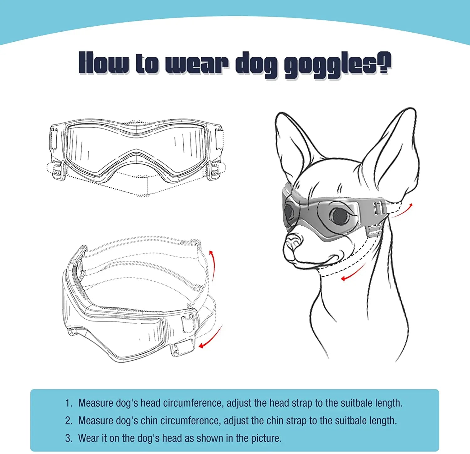 Dog and Cat Goggles UV Protection Adjustable Strap