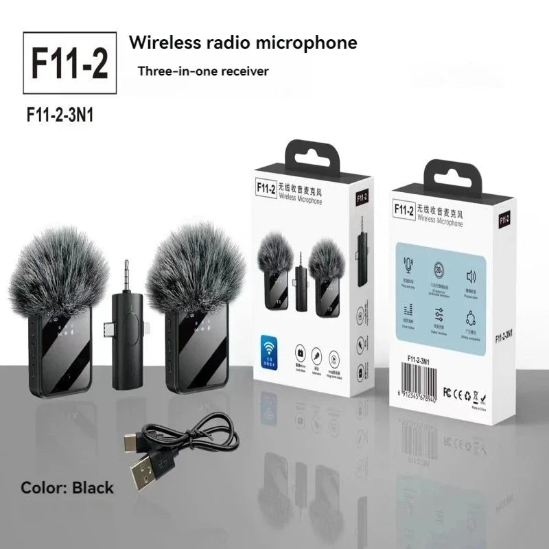 Wireless lavalier microphone for iPhone, camera, Android, reverb video recording, podcast noise reduction clip on microphone