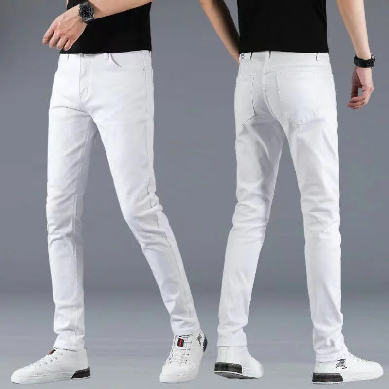 Men's Slim Fit Stretch Skinny Jeans - High Quality Black & White Denim Pants