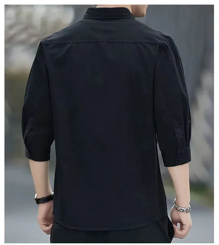 Men’s Solid Color Short Sleeve Casual Shirt