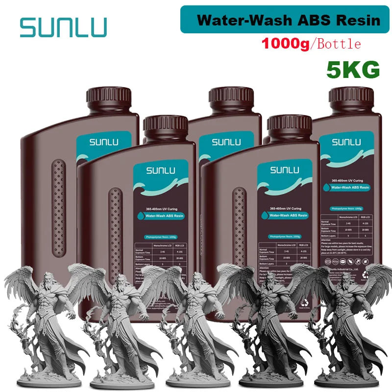 SUNLU ABS-Like 3D Printer Resin – 405nm Rapid UV-Curing, Water Washable, 1000g Bottle