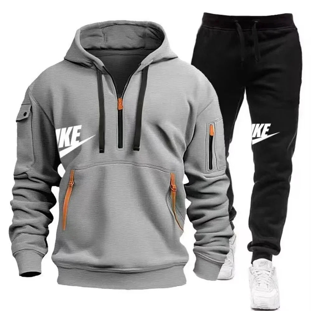 2026 New men's autumn and winter suit zipper hoodie + trousers suit casual men's sportswear