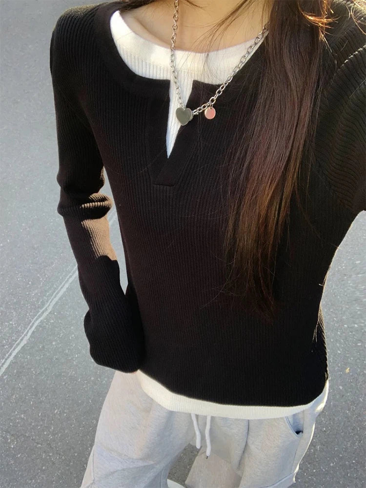 Women’s Solid Color Slim Fit Long Sleeve T-Shirt 2025 Autumn Casual Top