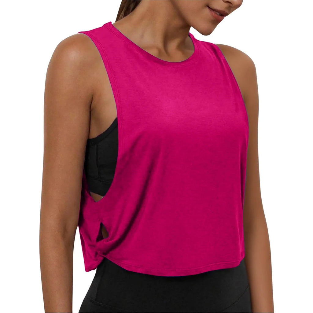 Women’s Sleeveless Yoga Top Breathable Workout Tank Crop Top Athletic Running Vest