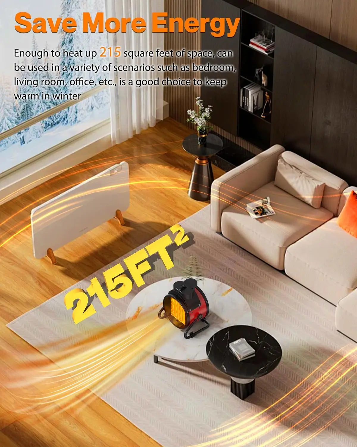 Smart Temperature-Controlled Fan Heater Fast Heating with Smart Thermostat Multi-Purpose Heater For Home And Commercial Use
