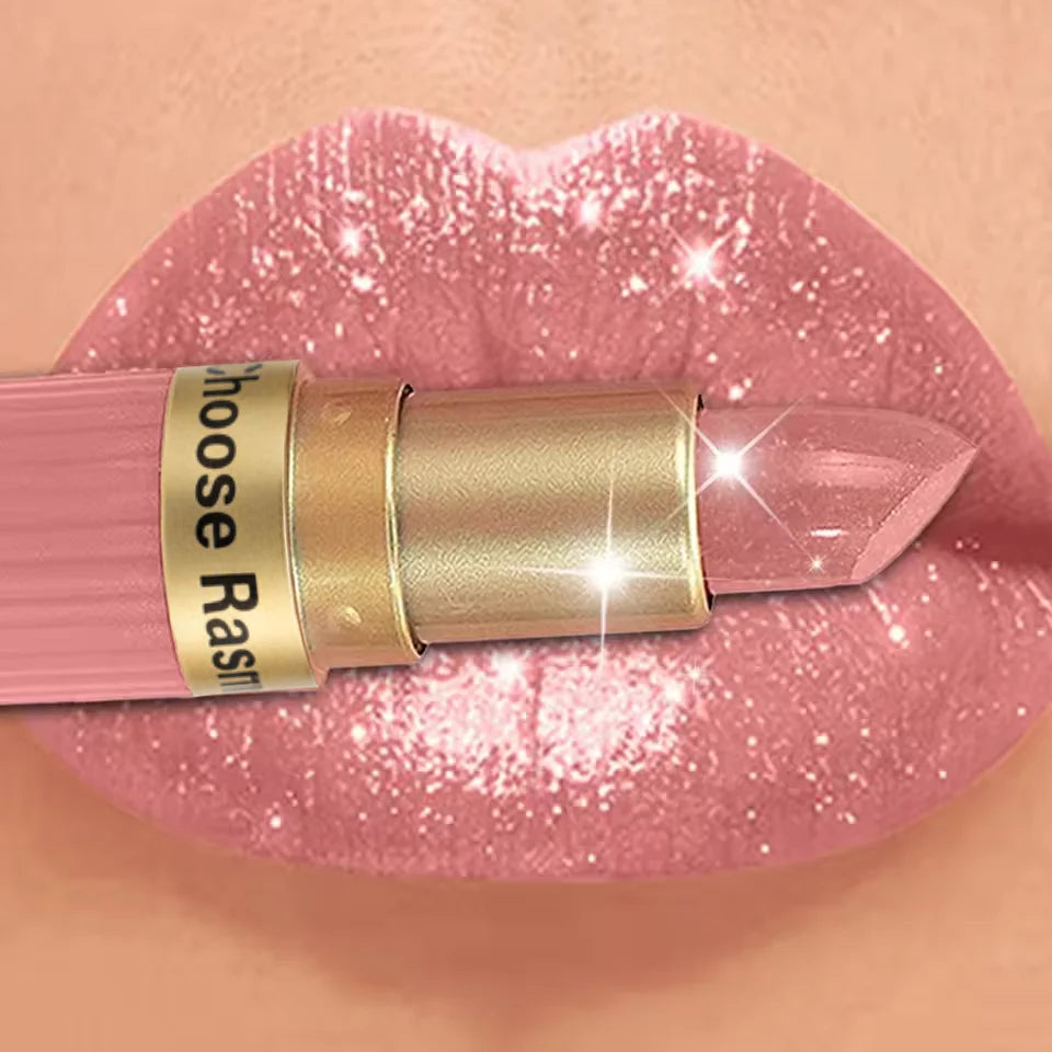 Pearlescent Pink Glitter Lipstick Metallic Shimmer Matte Velvet Lipstick for Women