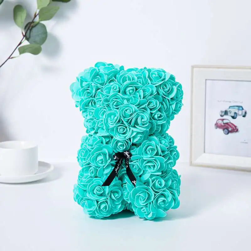 Romantic Valentine's Day Creative Eternal Flower Rose Bear Christmas Gift Rose Bear Hug Bear Wedding Flower Decoration Gift - trendingshoping.com