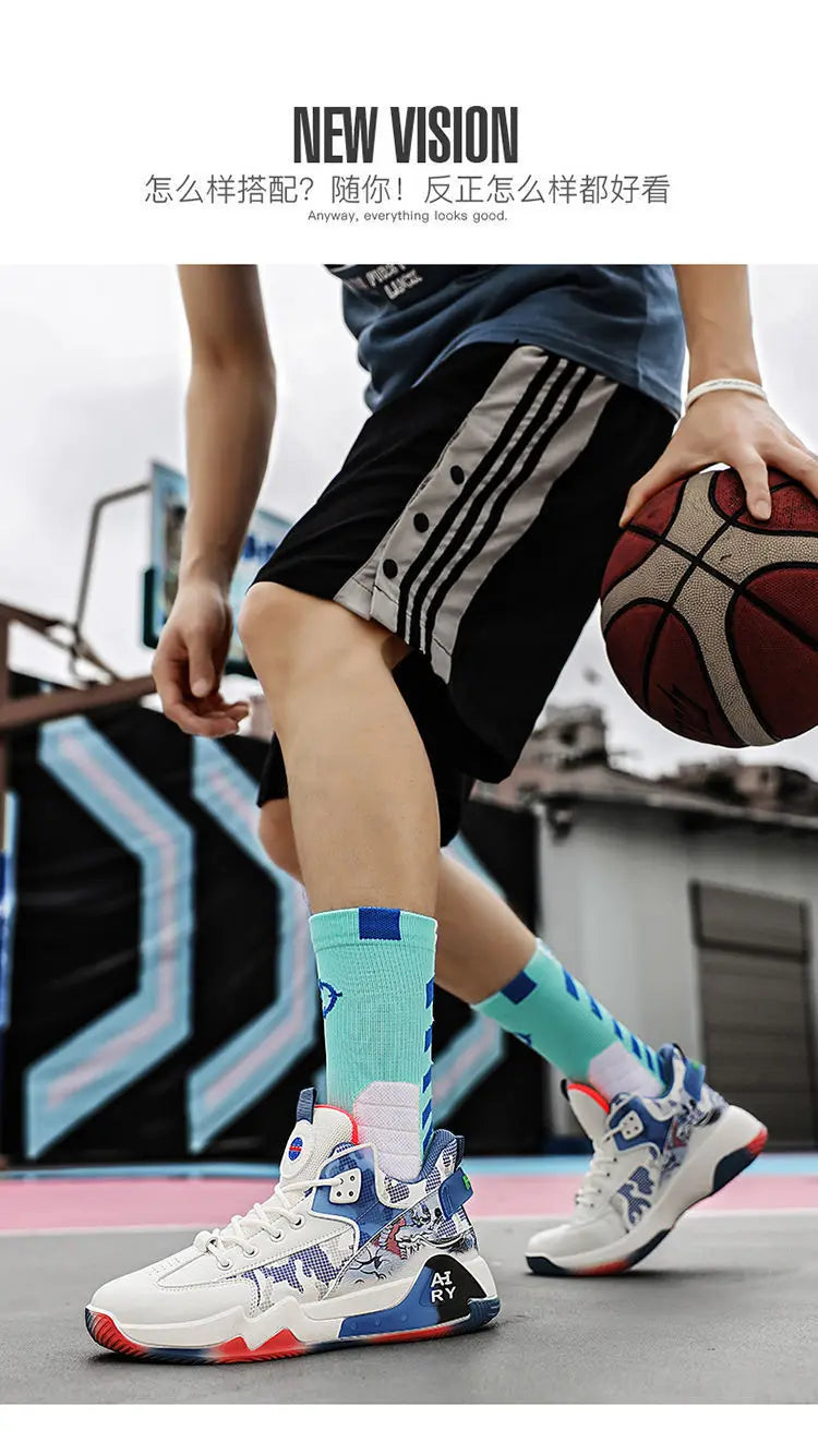 High Top Basketball Shoes for Couples | Air Cushion Athletic Sneakers – Wear Resistant & Breathable