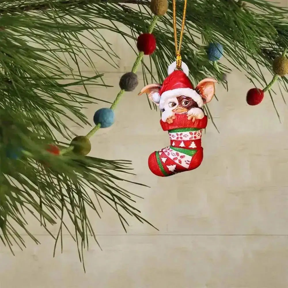 Xmas Gremlins Santa Hat Socks Dog Honeycomb Ball Christmas Tree Pendant Christmas Party Decorations Children Christmas Gift - trendingshoping.com