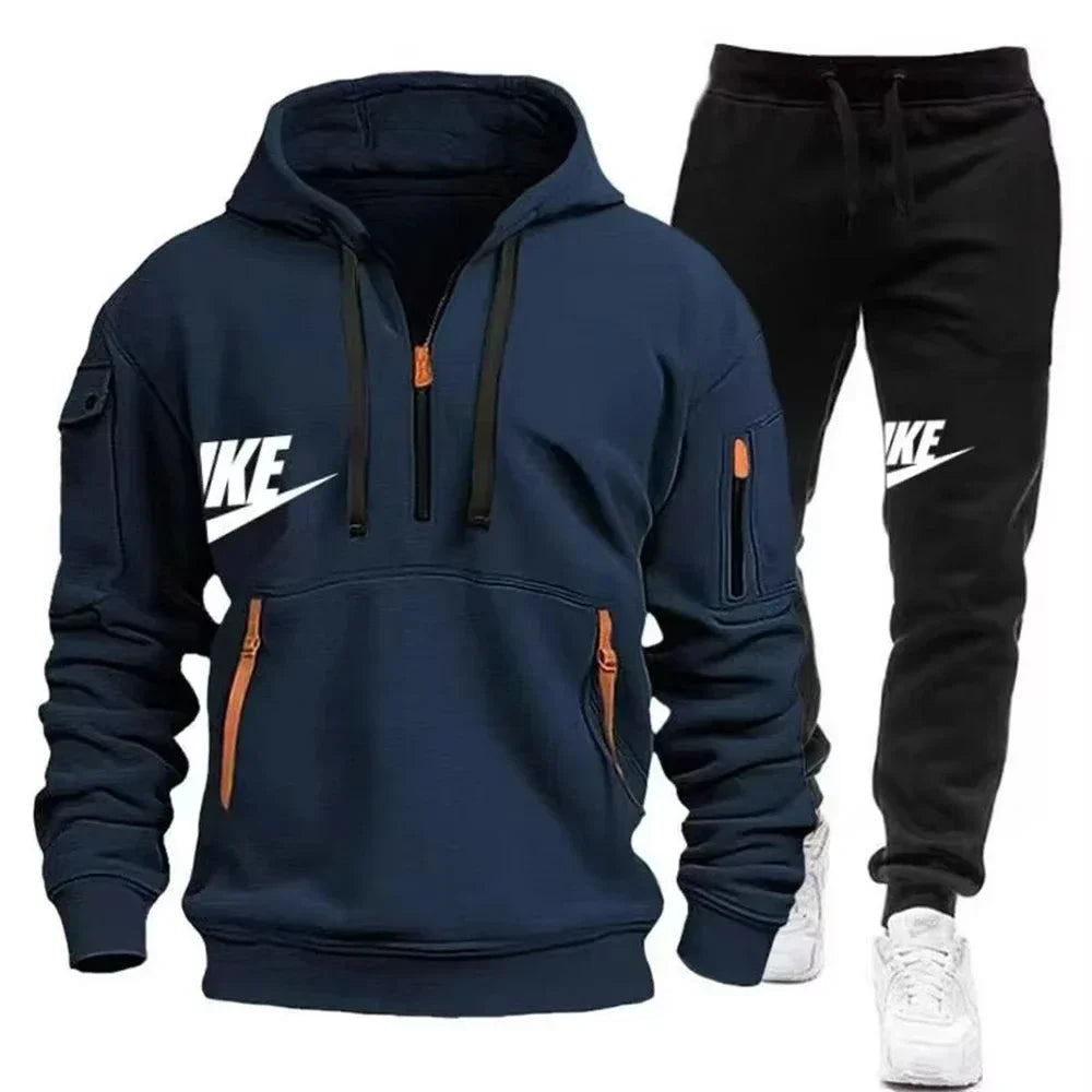 2026 New men's autumn and winter suit zipper hoodie + trousers suit casual men's sportswear