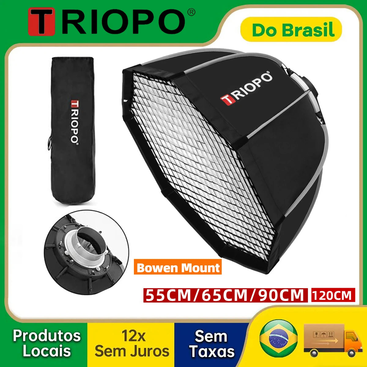 TRIOPO 55cm 65cm 90cm 120cm Foldable Octagon Softbox Bowens Mount for Sokani X100 COLBOR Godox Aputure Amaran 300c LED Light - trendingshoping.com
