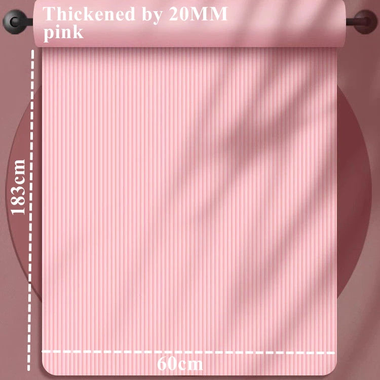 20MM 183x60cm Thick Yoga Mat Anti Slip Sport Fitness Mat for Exercise Yoga Pilates Gymnastics Fitness Equipment