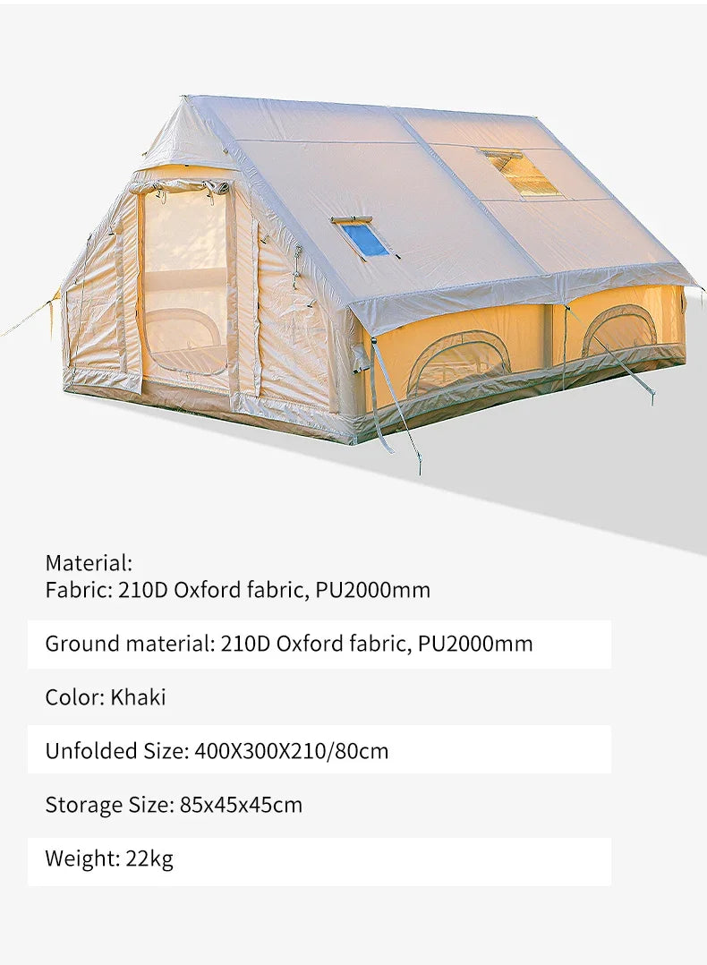 Large Inflatable Camping Tent Outdoor Overnight Shelter Complete Equipment Set With Sun Protection Rain Protection