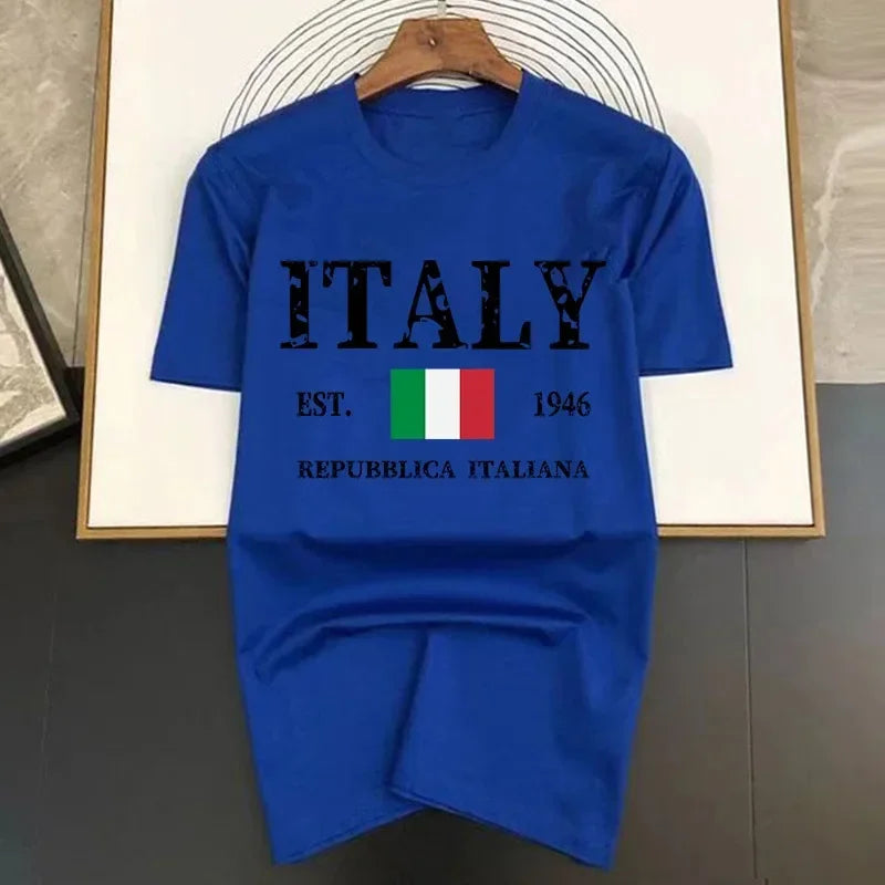 Letter Italy Mens Hip Hop T-shirts  New Summer Funny Multicolor Printed Cotton Breathable Tees Tops Man Fashion Tshirt