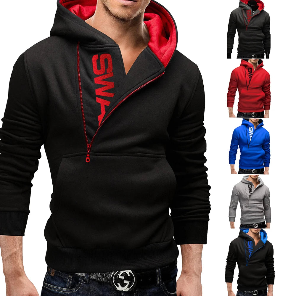 Men Long Sleeve Zipper Hoodie Pullover Sweatshirt