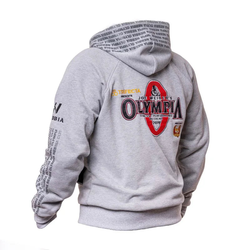 2026 New OLYMPIA Men Gyms Hoodies Gyms Fitness Bodybuilding Sweatshirt Pullover Sportswear Male Workout Hooded Jacket Clothing