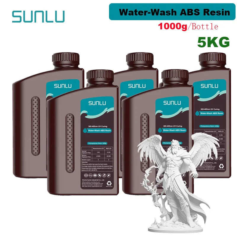 SUNLU ABS-Like 3D Printer Resin – 405nm Rapid UV-Curing, Water Washable, 1000g Bottle