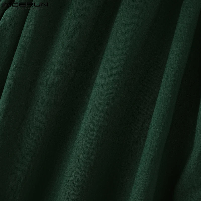 INCERUN Men's Pleated Harem Pants - Oversized Streetwear Trousers